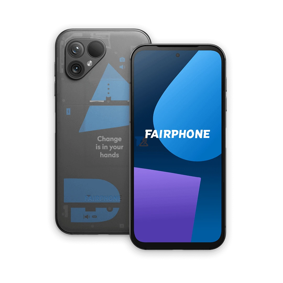 FairPhone 5 Smartphone Frontview And Backview Transparent Edition