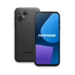 FairPhone 5 Smartphone Frontview And Backview In Matte Black Color