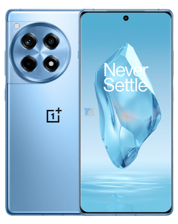 OnePlus 12R Smartphone Frontview And Backview In Cool Blue Color